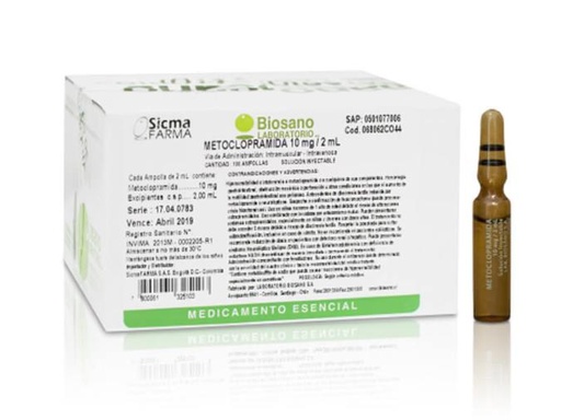 Metoclopramida 10 mg/2ml sol iny caja x 100 