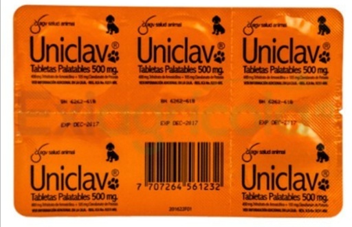 Uniclav Tabletas Palatables 500 mg Blister x 5 uni