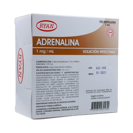 Adrenalina 1 mg amp